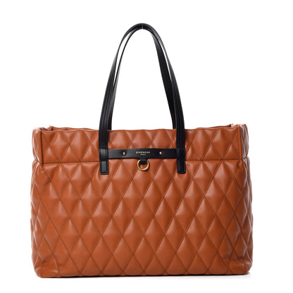 Givenchy Rubber Effect Canvas Quilted Duo Shopper Tote Chestnut 3 of 10