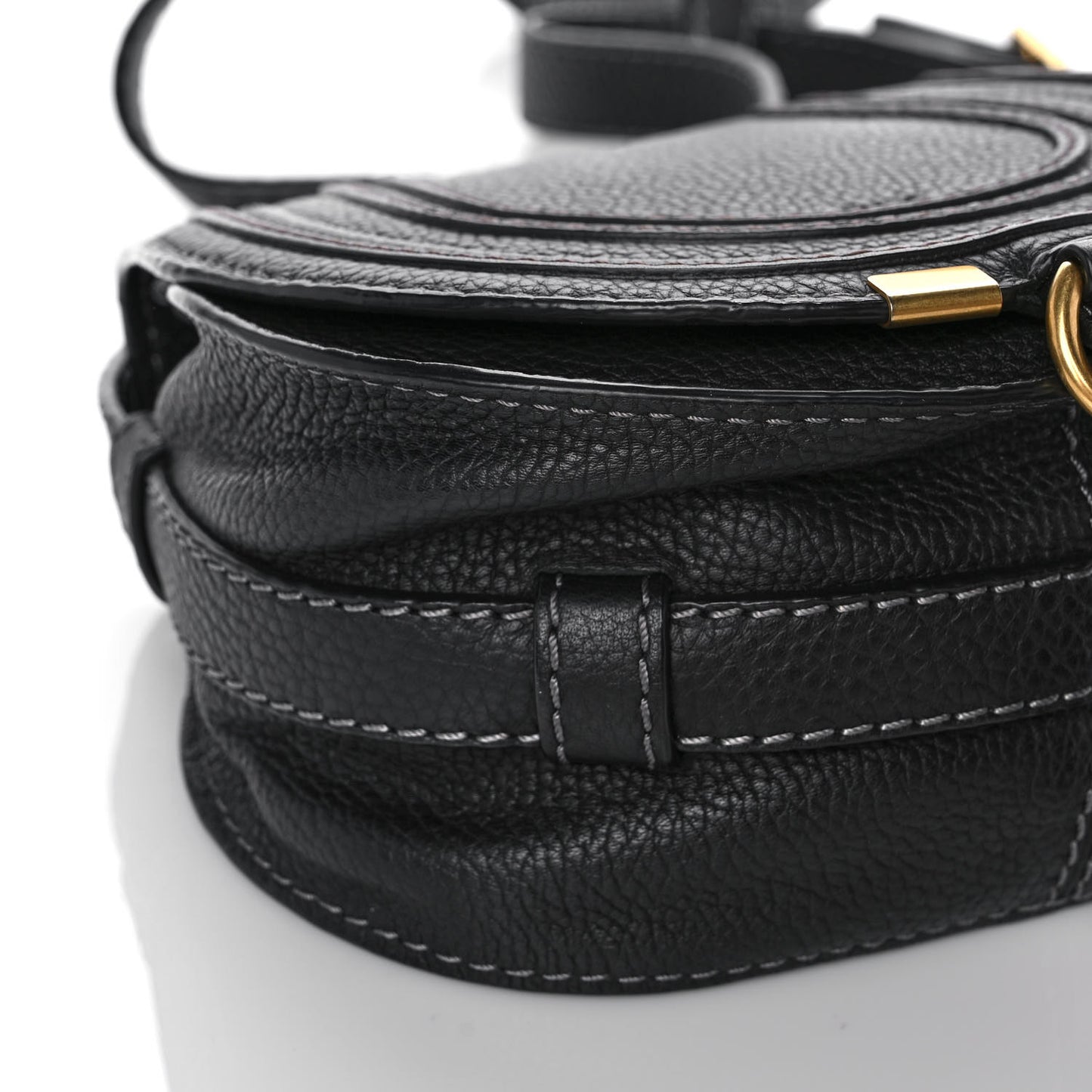 Calfskin Mini Marcie Round Crossbody Bag Black