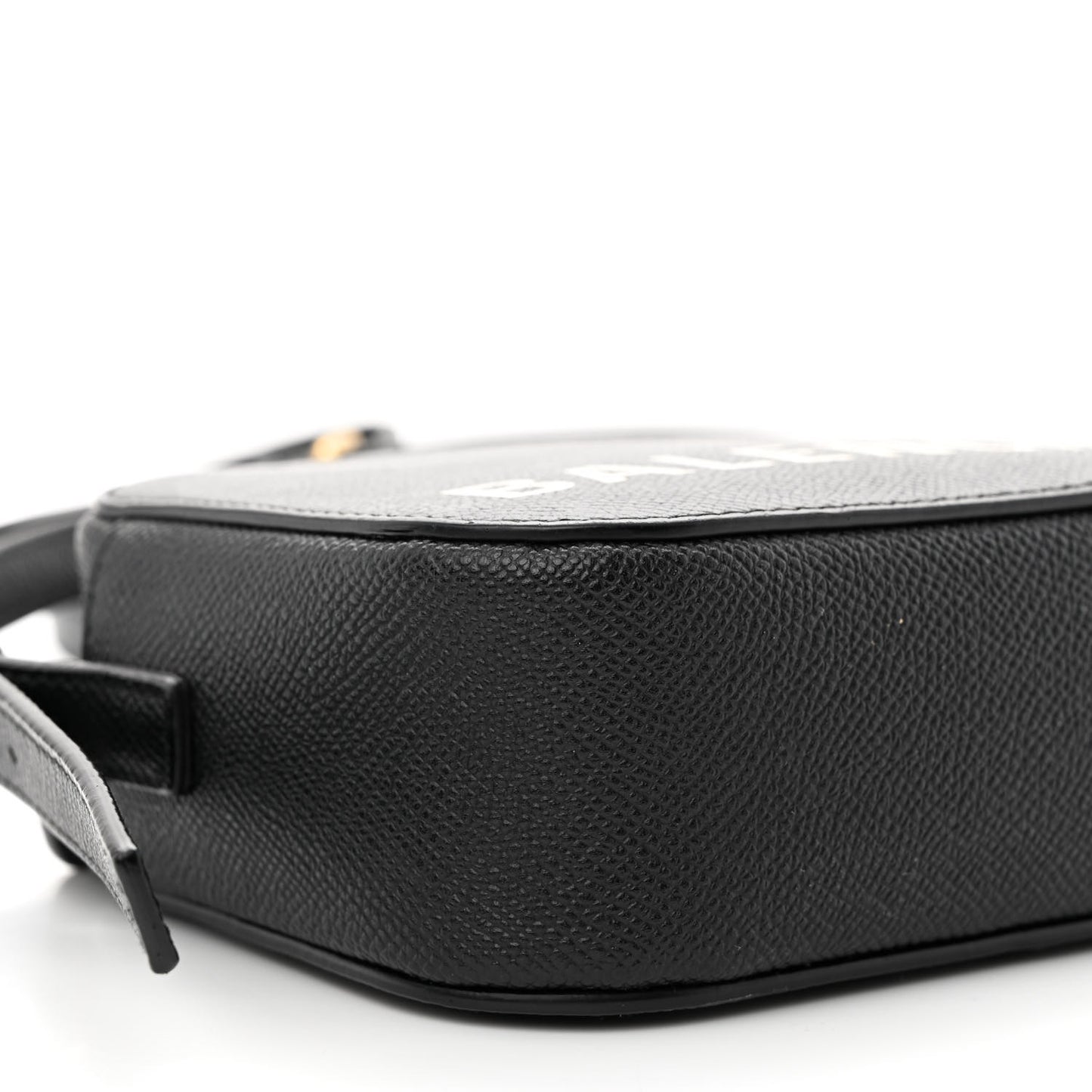 Signature Grained Calfskin Logo XS Ville Camera Bag Black White