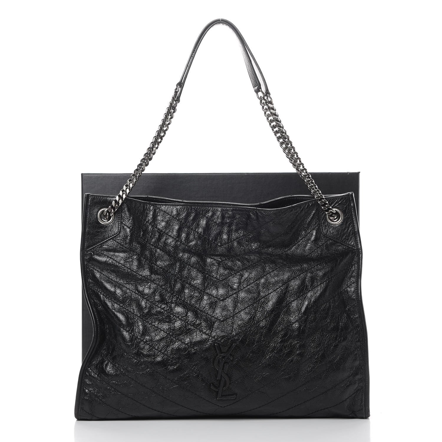 Saint Laurent Crinkled Calfskin Matelasse Monogram Niki Shoulder Bag Black 18 of 18