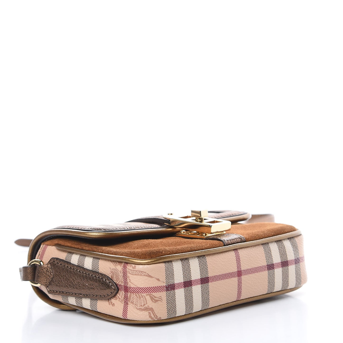 Metallic Suede Haymarket Check Mini Berkeley Crossbody Antique Gold