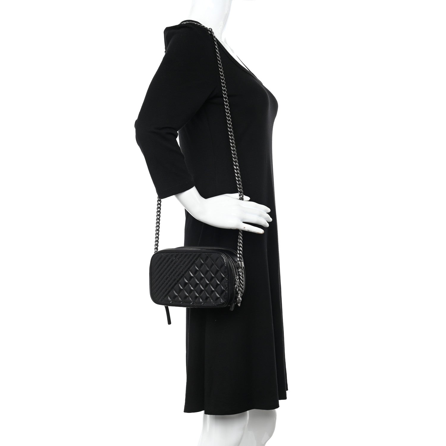 Chanel Glazed Calfskin Small Coco Boy Camera Case Black 2 of 13