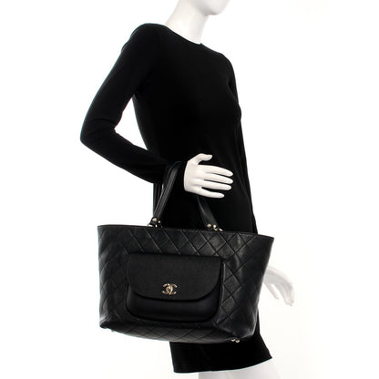 Chanel Calfskin Caviar Quilted Large Shopping Tote Black 2 of 7