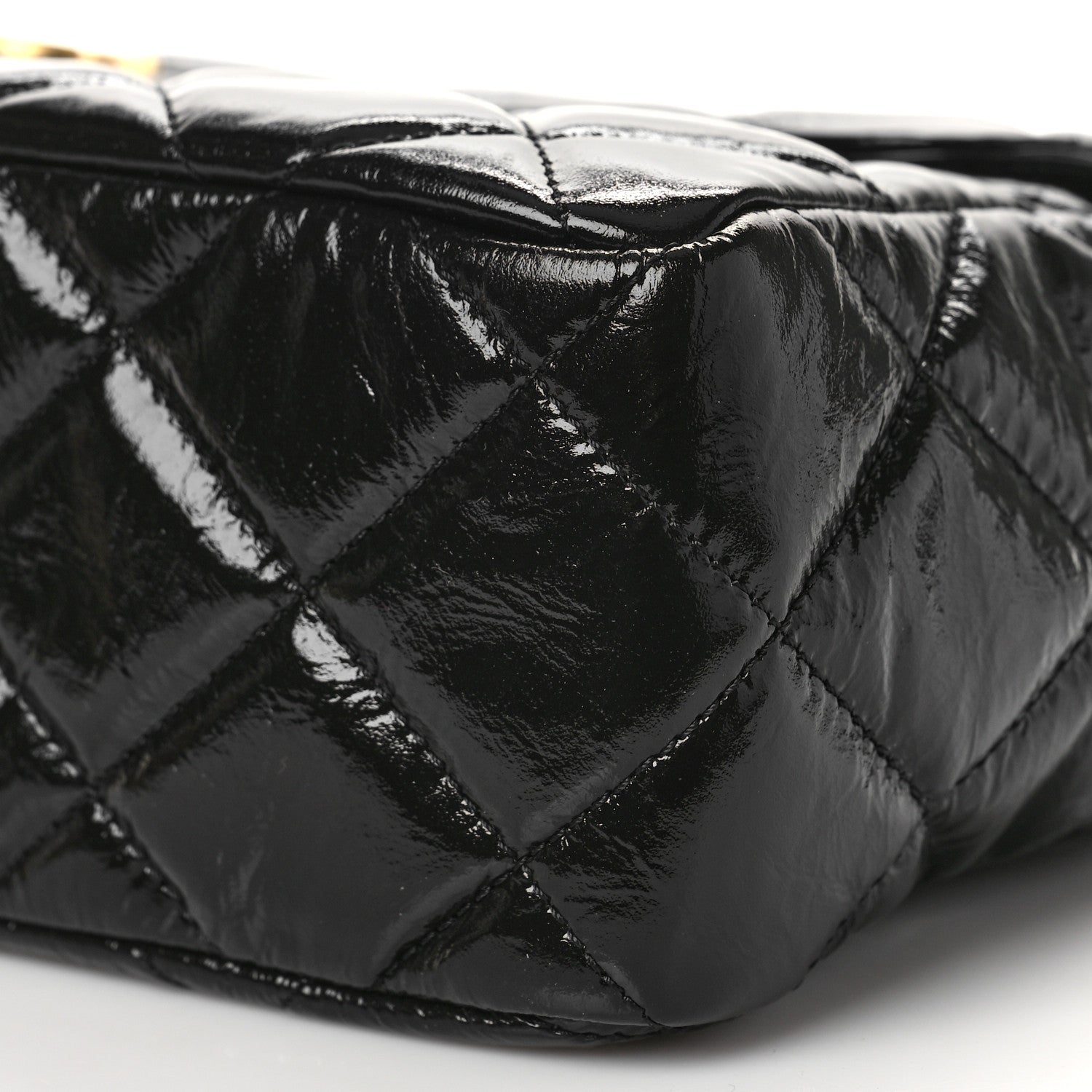 Chanel Shiny Crumpled Calfskin Quilted Large Wavy CC Hobo Black 9 of 9