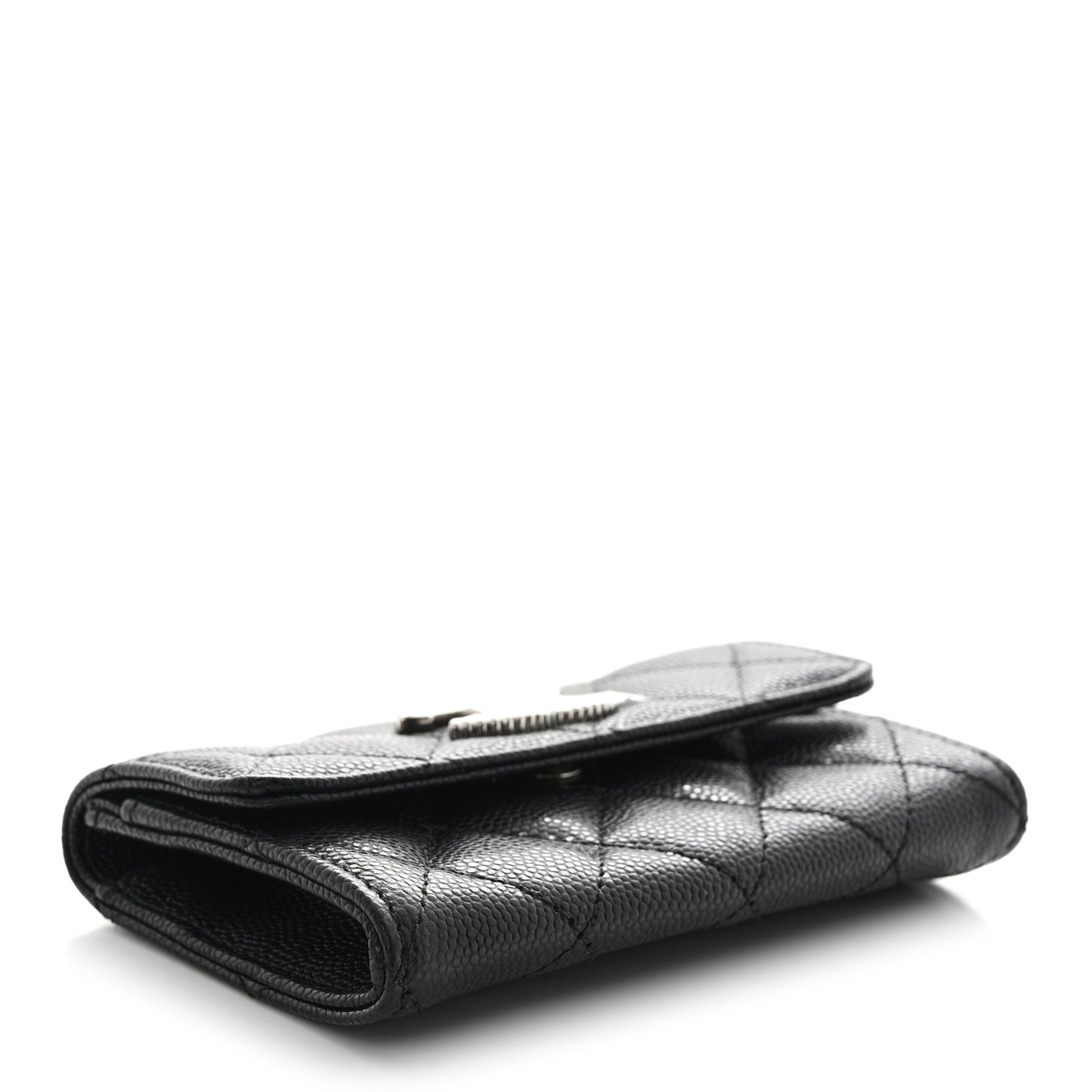 Caviar Quilted CC Flap Card Holder Black
