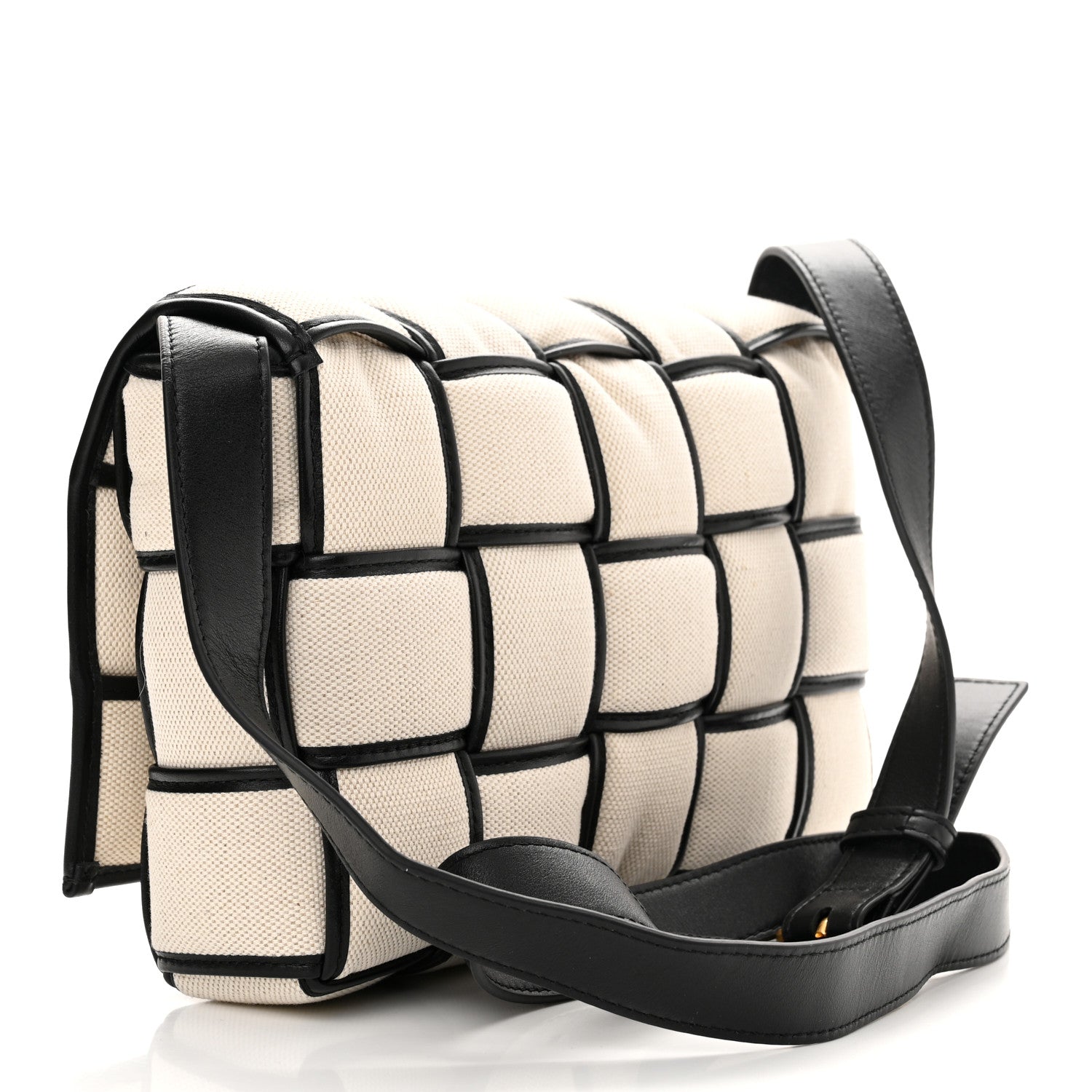 Bottega Veneta Canvas Intrecciato Padded Cassette Crossbody Bag Natural Black 3 of 10