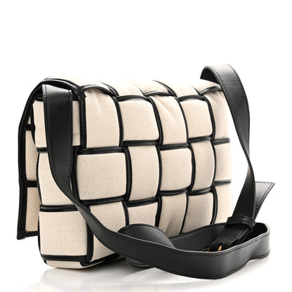 Bottega Veneta Canvas Intrecciato Padded Cassette Crossbody Bag Natural Black 3 of 10