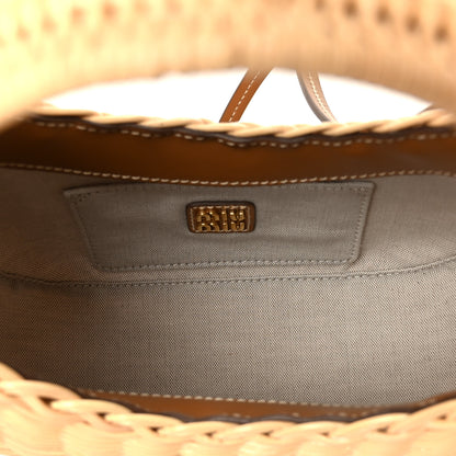 Miu Miu Wicker Wander Hobo Tan 5 of 10