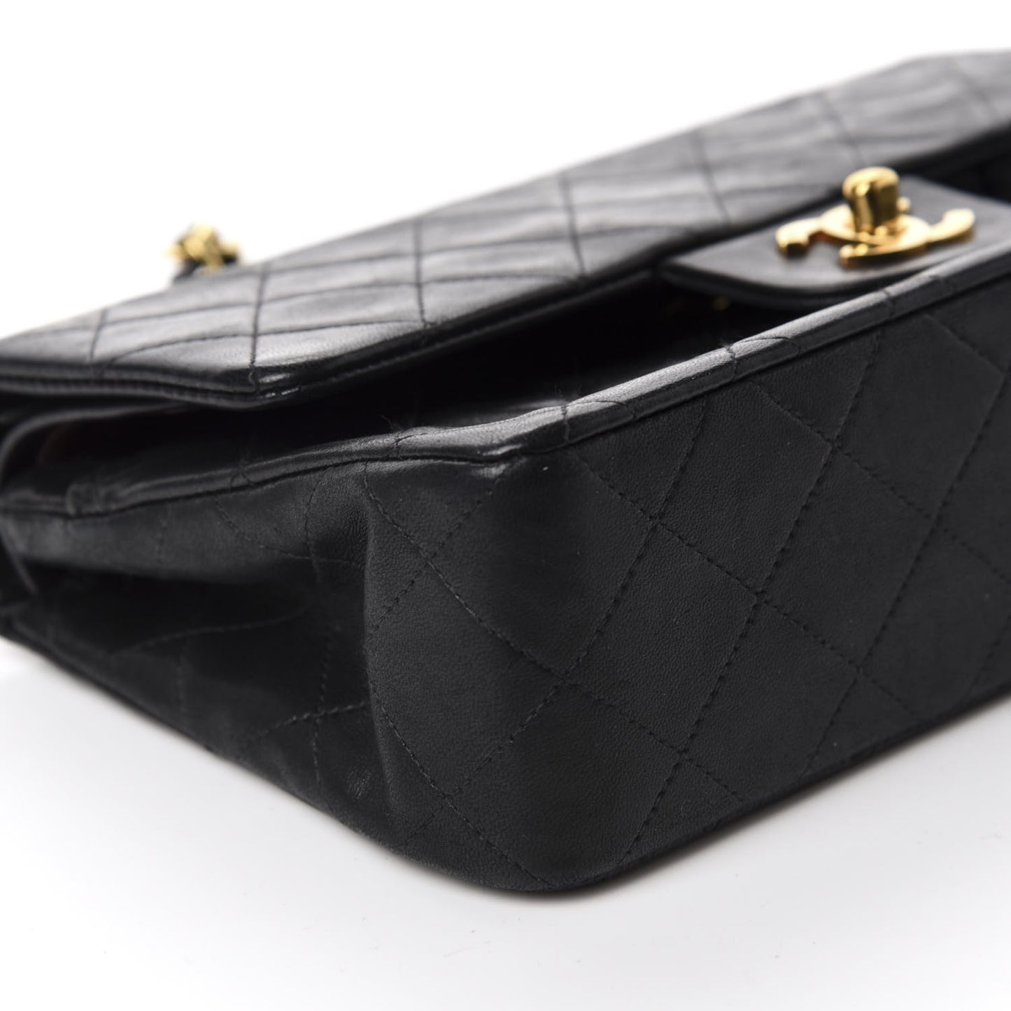 Lambskin Quilted Small Double Flap Black