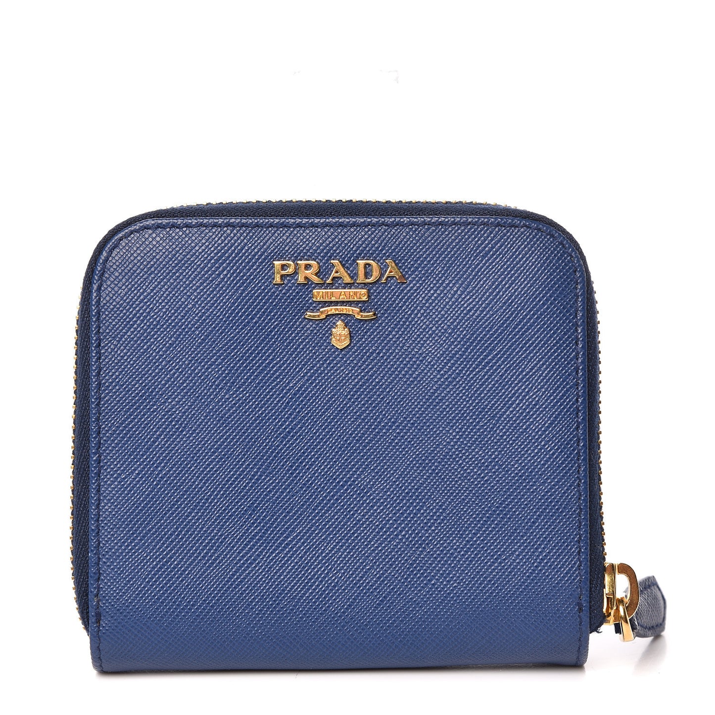 Saffiano Metal Compact Zip Around Wallet Bluette