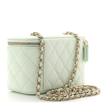 Chanel Caviar Quilted Small Vanity Case With Chain Light Green 3 of 11