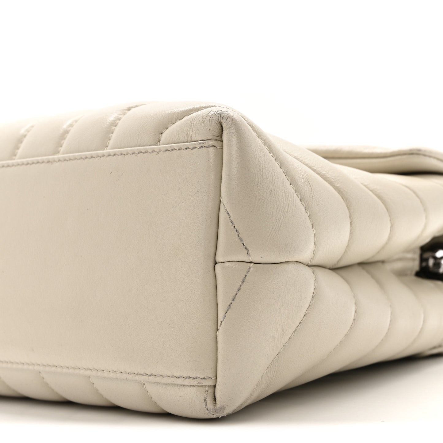 Calfskin Y Quilted Monogram Small Loulou Chain Satchel Ivory