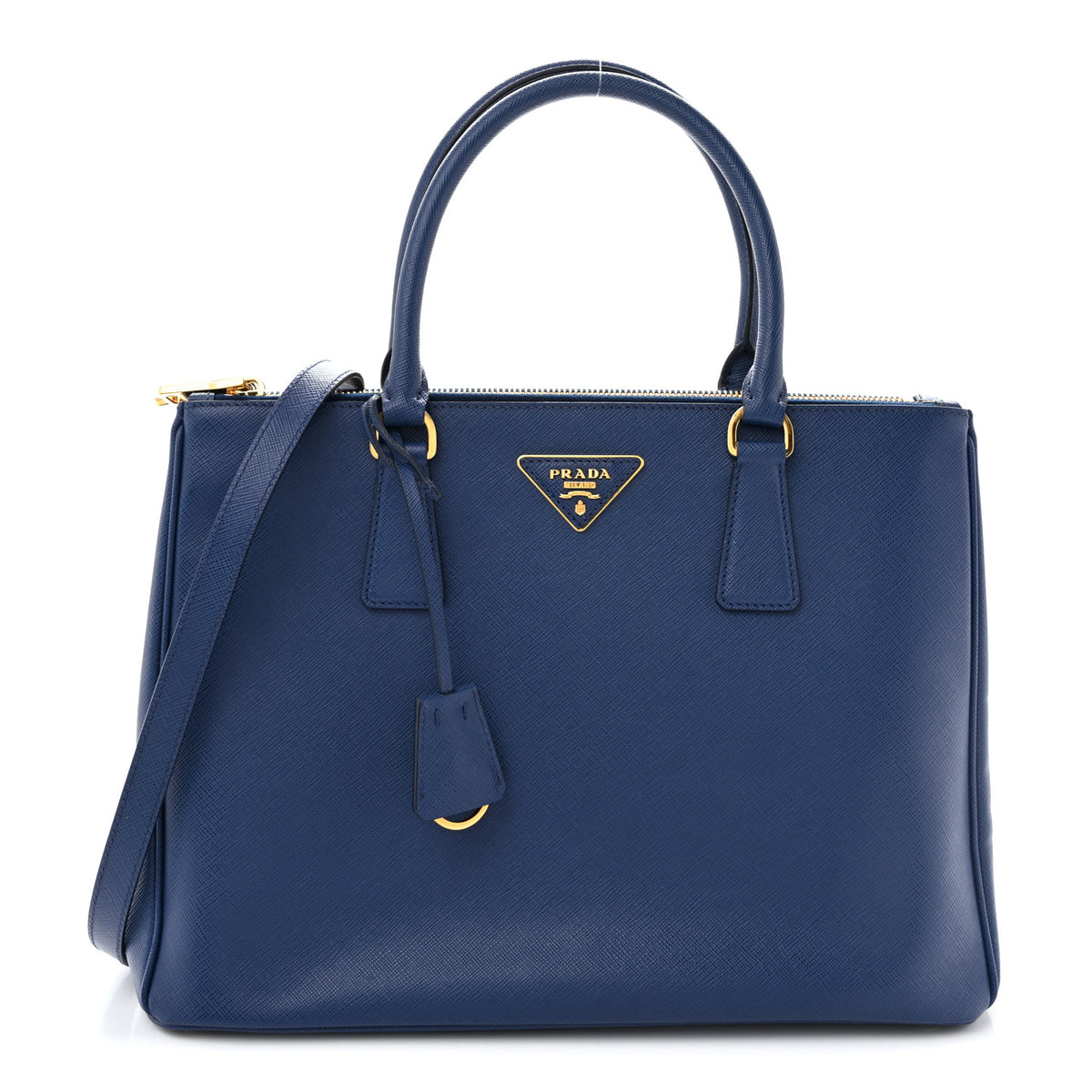 Saffiano Lux Medium Galleria Double Zip Tote Bluette