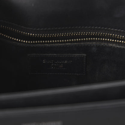 Saint Laurent Smooth Calfskin Medium Classic Monogram Universite Bag Black 6 of 9