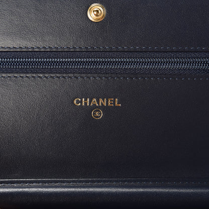 Chanel Caviar Quilted CC Filigree Wallet On Chain WOC Navy 6 of 12