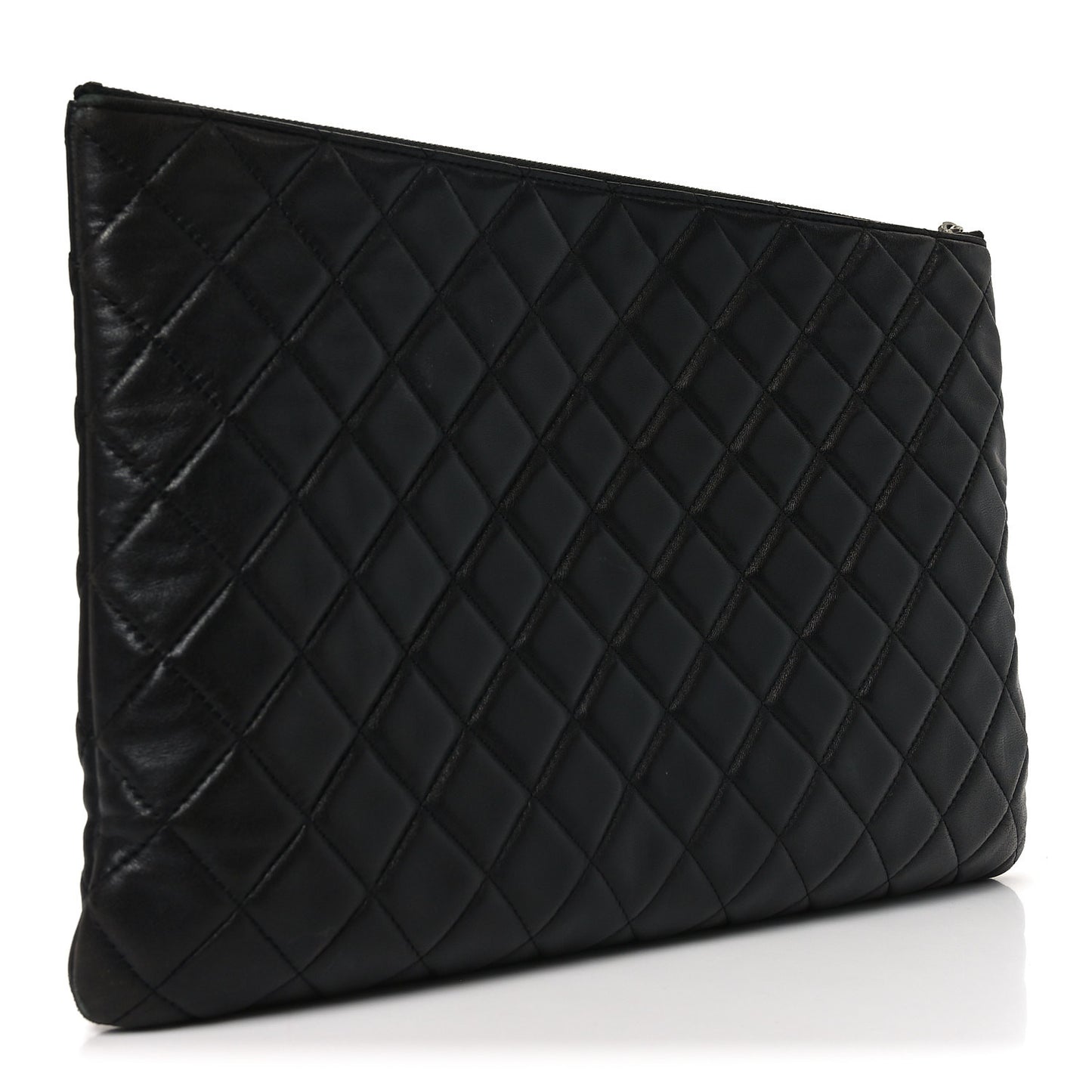 Lambskin Quilted Large Cosmetic Case Black