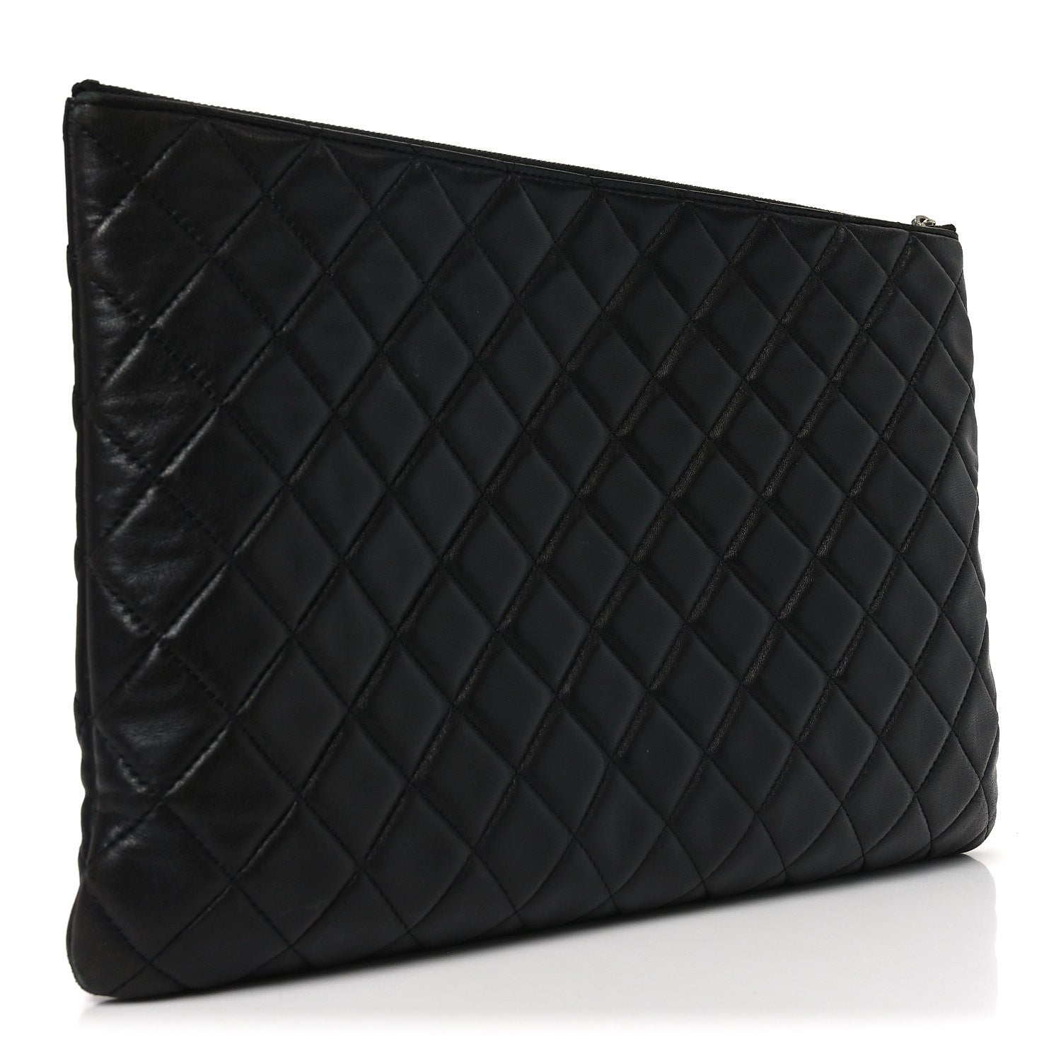 Chanel Lambskin Quilted Large Cosmetic Case Black 3 of 10