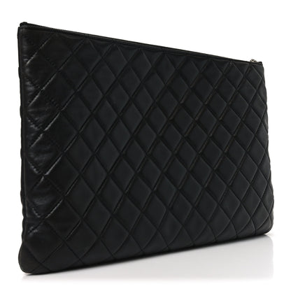Chanel Lambskin Quilted Large Cosmetic Case Black 3 of 10