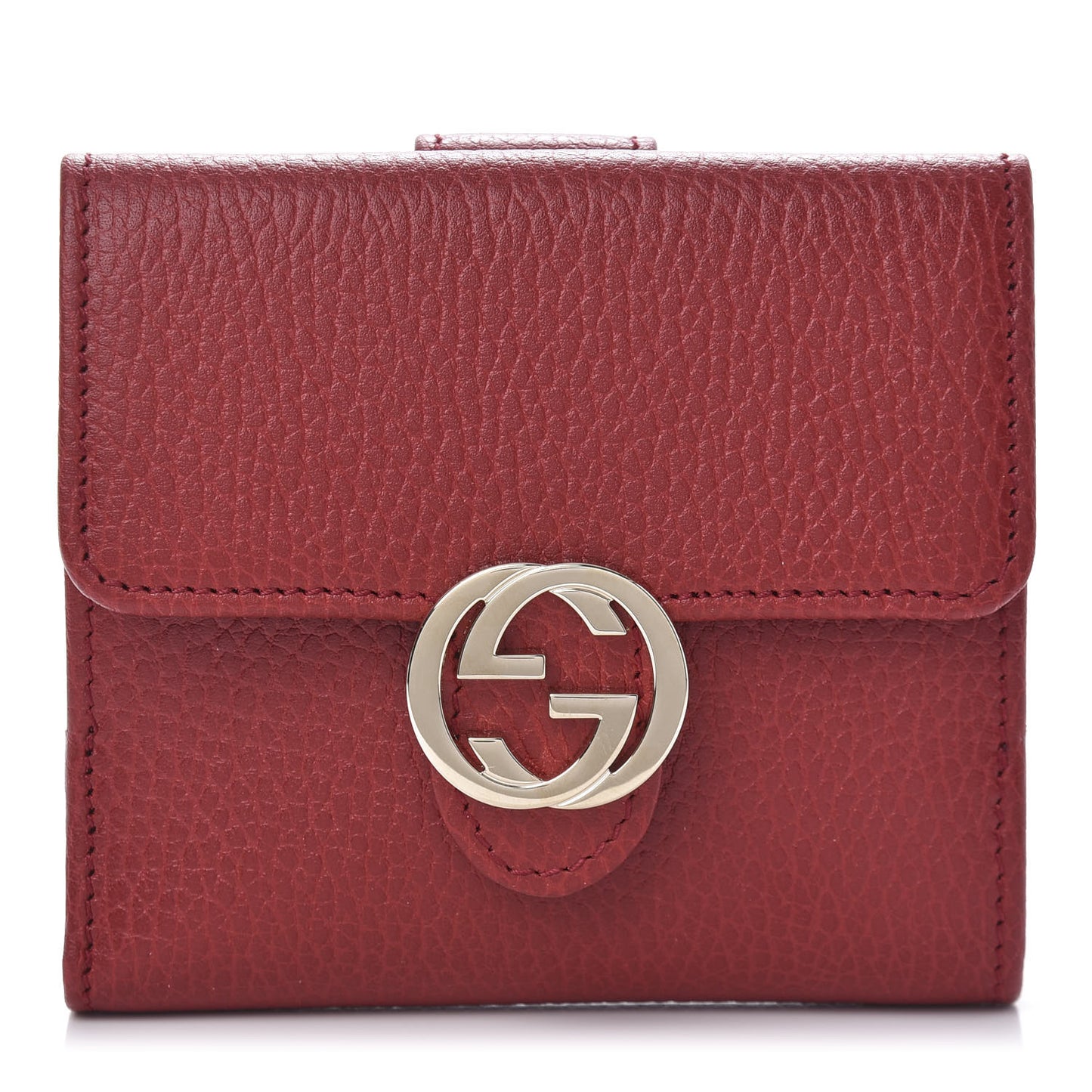 Dollar Calfskin Interlocking G French Wallet Rosso