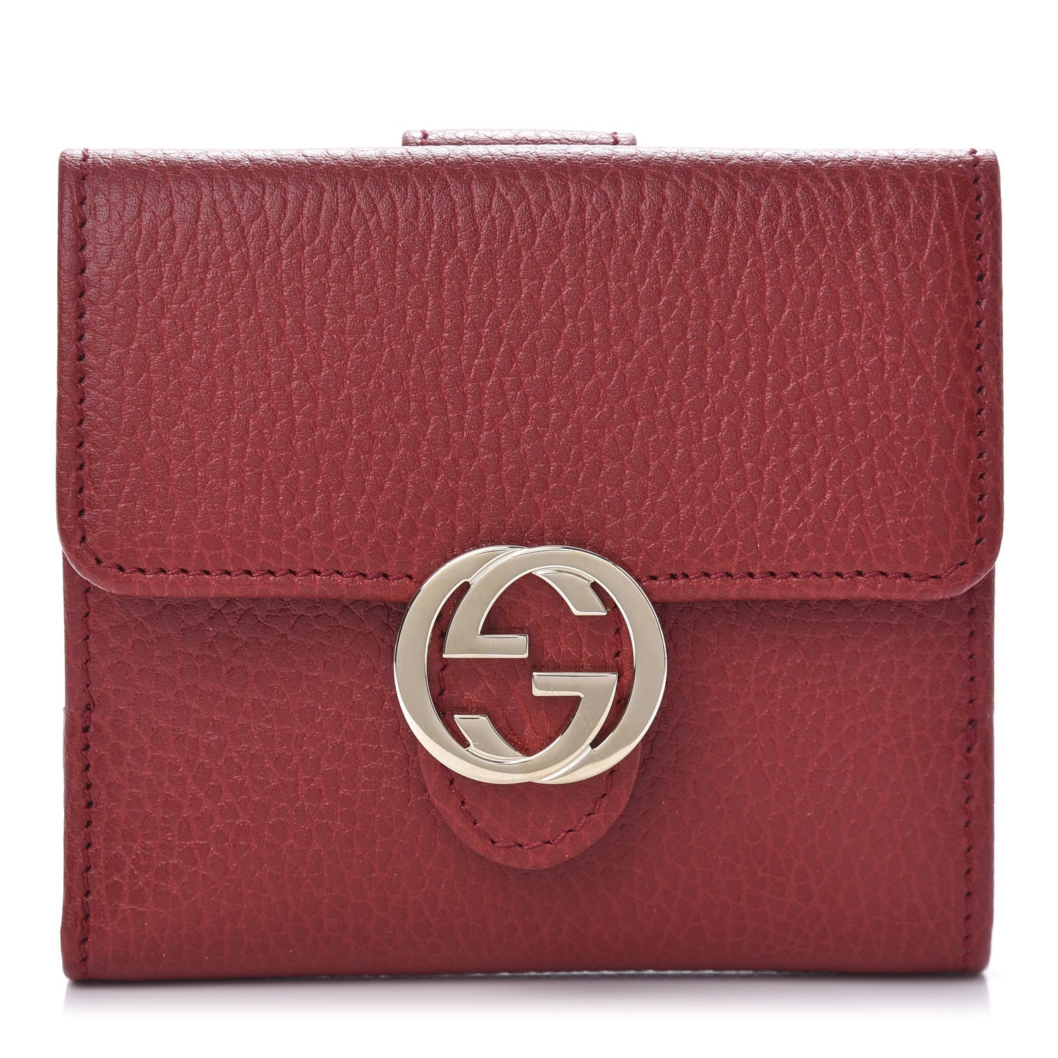Gucci Dollar Calfskin Interlocking G French Wallet Rosso 1 of 10