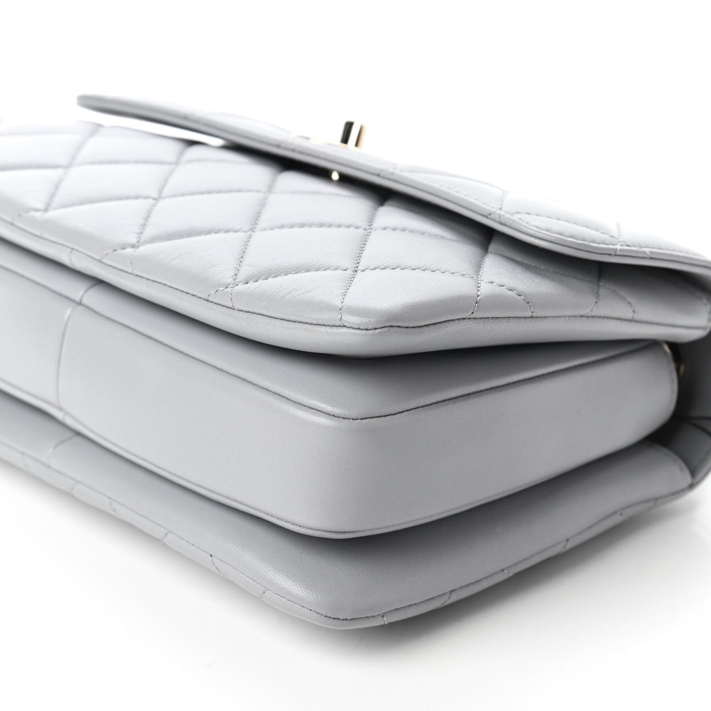Lambskin Quilted Small Trendy CC Flap Dual Handle Bag Grey