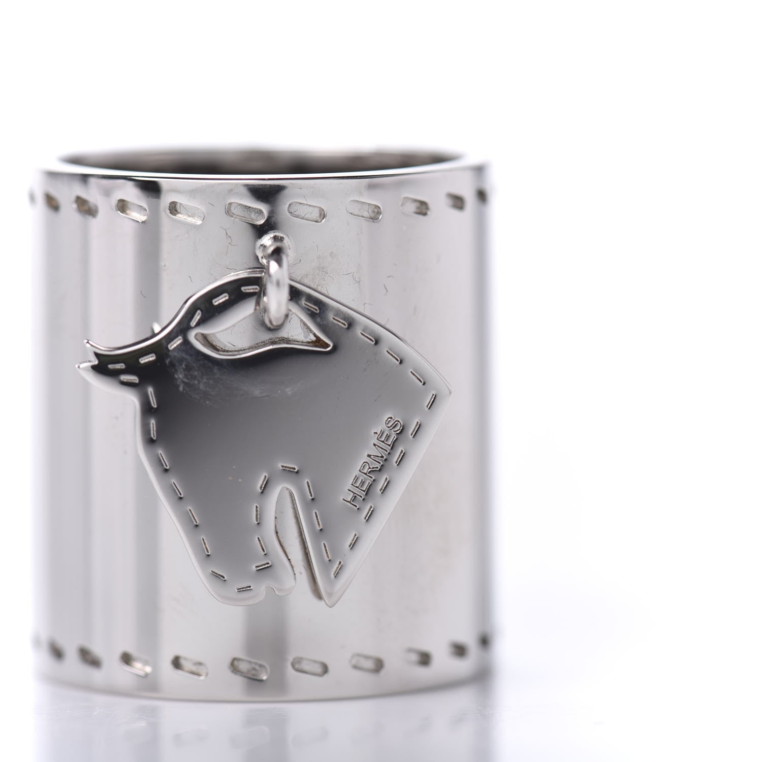 Hermes Palladium Tete de Cheval Horse Charm Scarf Ring 5 of 7