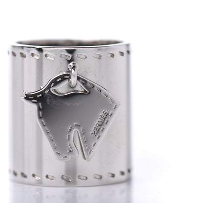 Hermes Palladium Tete de Cheval Horse Charm Scarf Ring 5 of 7