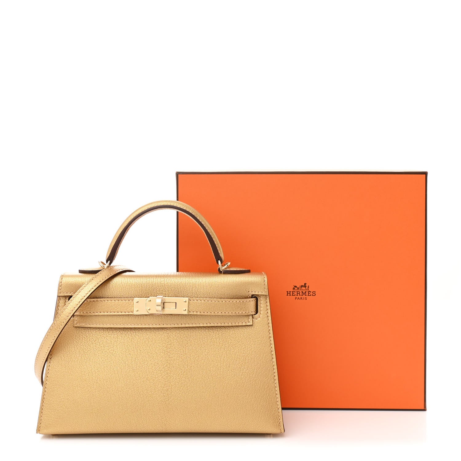Hermes Metallic Chevre Chamkilight Mini Kelly Sellier 20 Dore 11 of 11