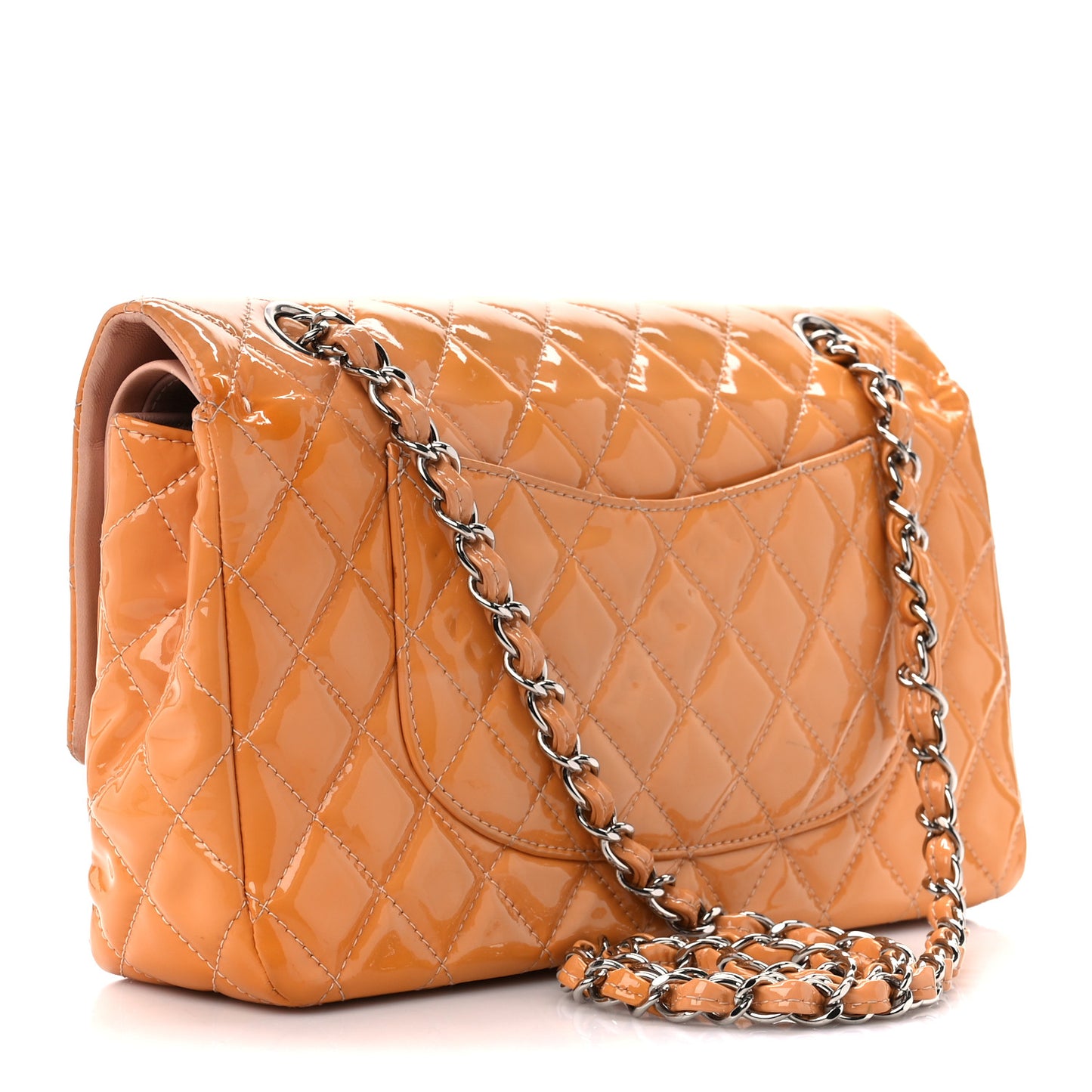 Patent Quilted Medium Double Flap Light Pink