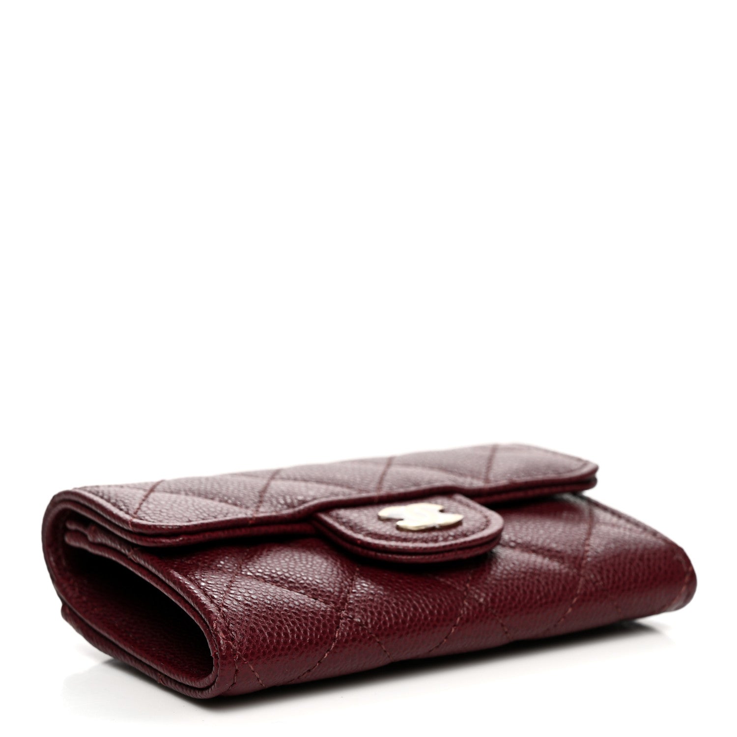 Chanel Caviar Quilted Flap Card Holder Wallet Burgundy 4 of 9