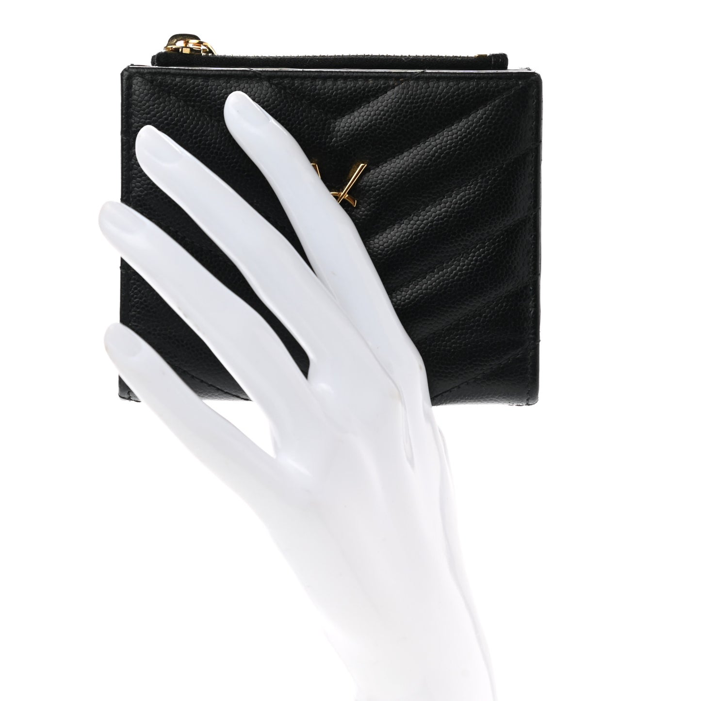 Grain De Poudre Matelasse Chevron Monogram Zipped Card Case Black
