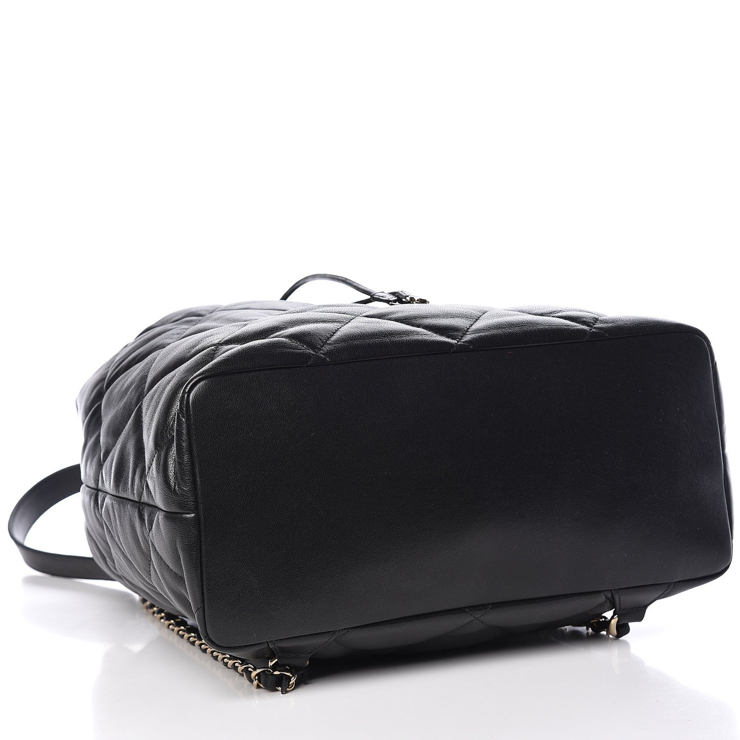 Lambskin Quilted Drawstring Backpack Black