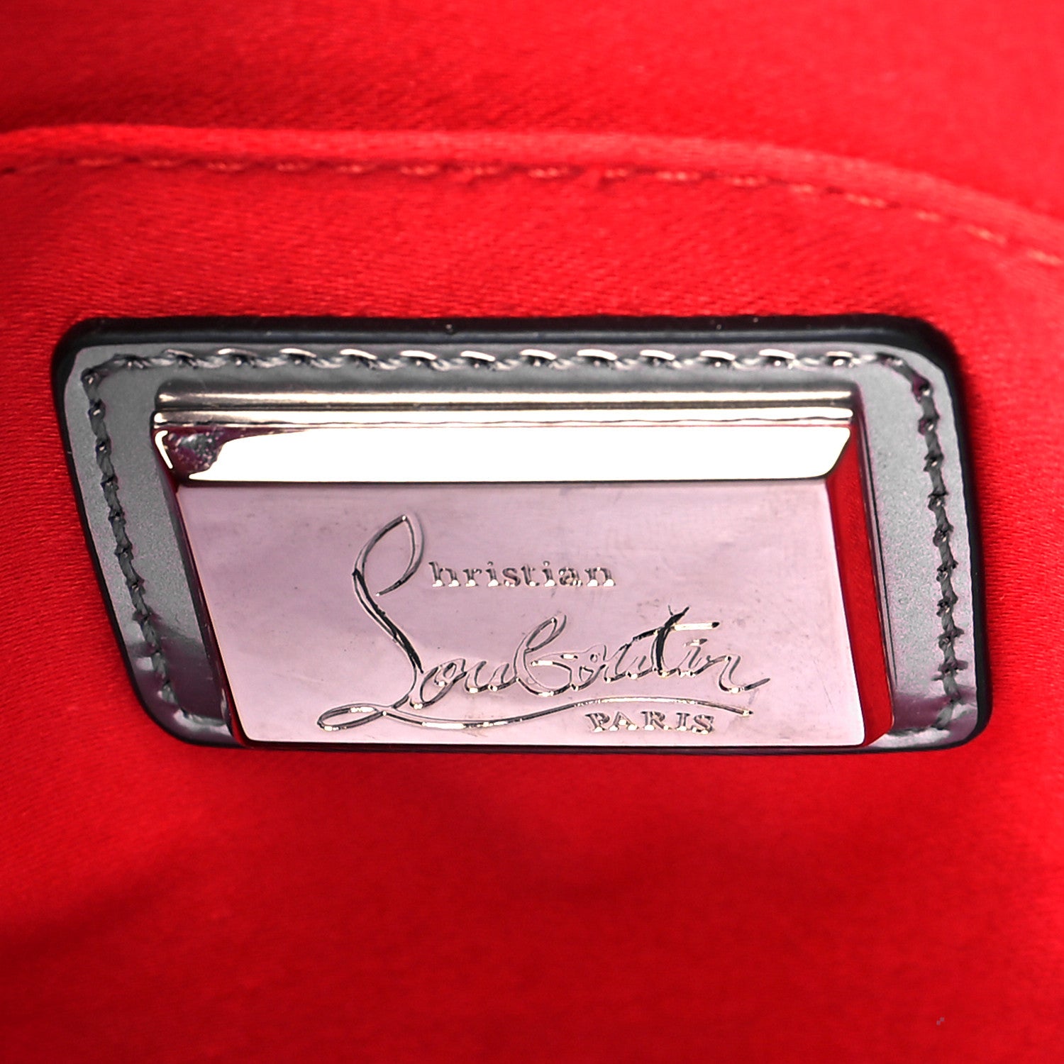 Christian Louboutin Patent Calfskin Glitter Studded Loubiclutch Crossbody Clutch Silver 6 of 9