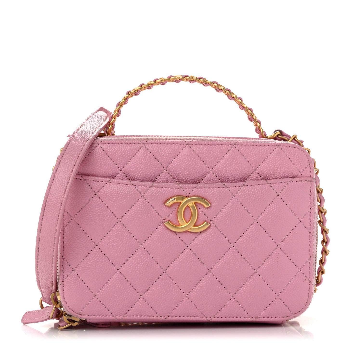Caviar Quilted Pick Me Up Small Vanity Case Dark Pink