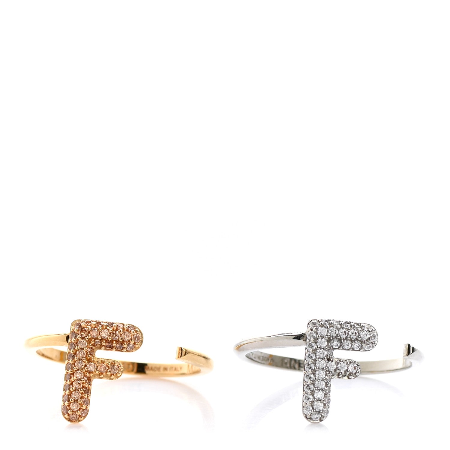 Fendi Metal Crystal F is Fendi Ring 5.5 Gold Silver 1 of 9