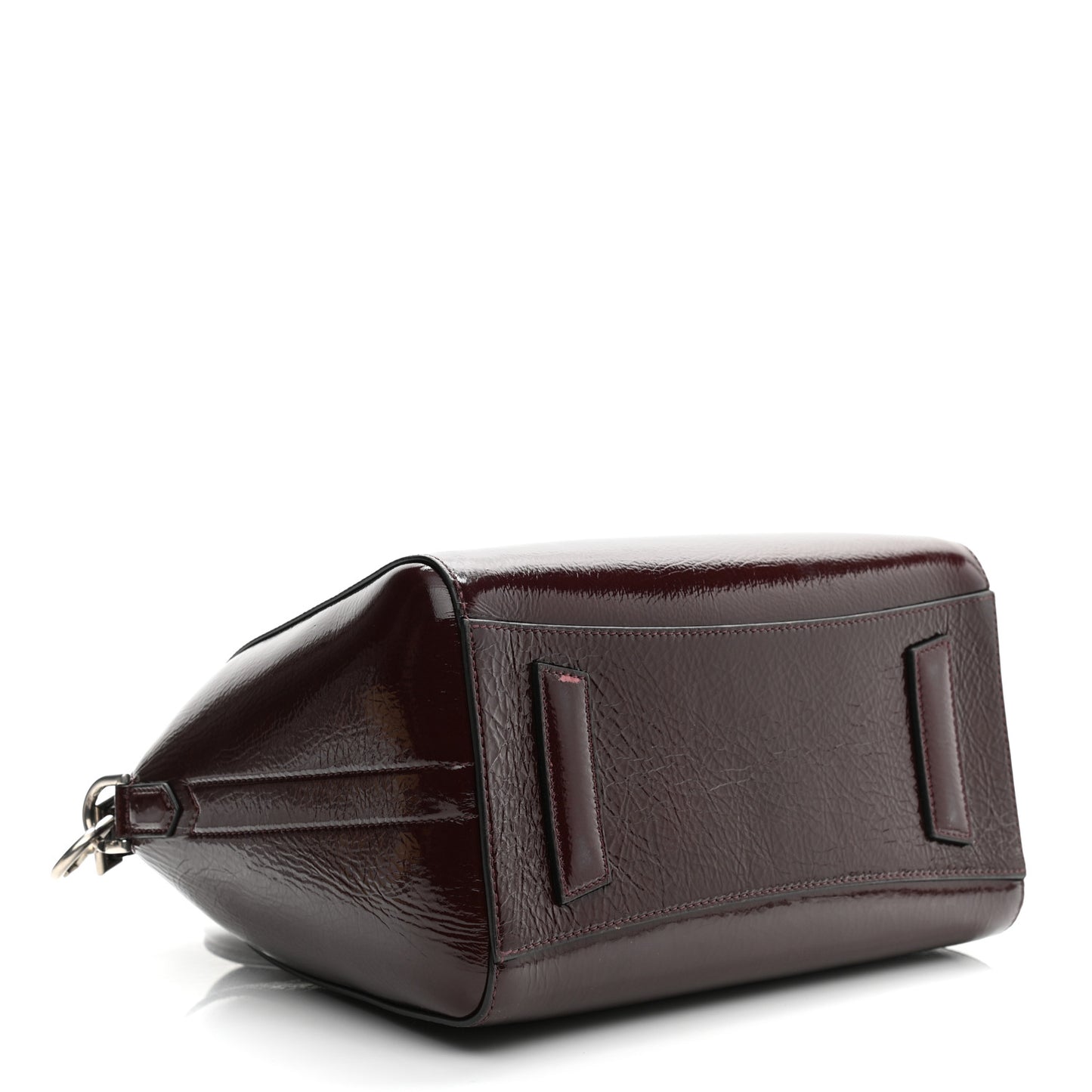 Crinkled Patent Deerskin Small Antigona Aubergine