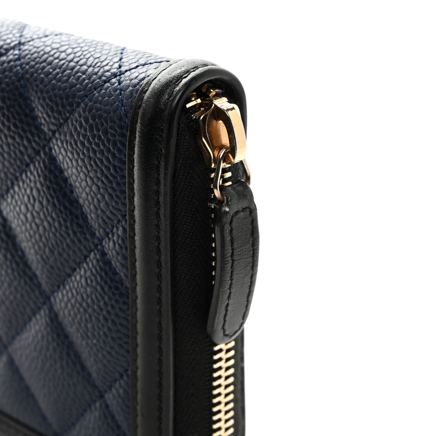 Chanel Caviar Quilted Filigree Zip Around Wallet Navy Black 9 of 9