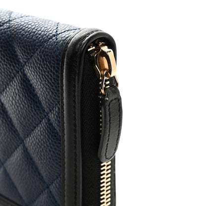 Chanel Caviar Quilted Filigree Zip Around Wallet Navy Black 9 of 9