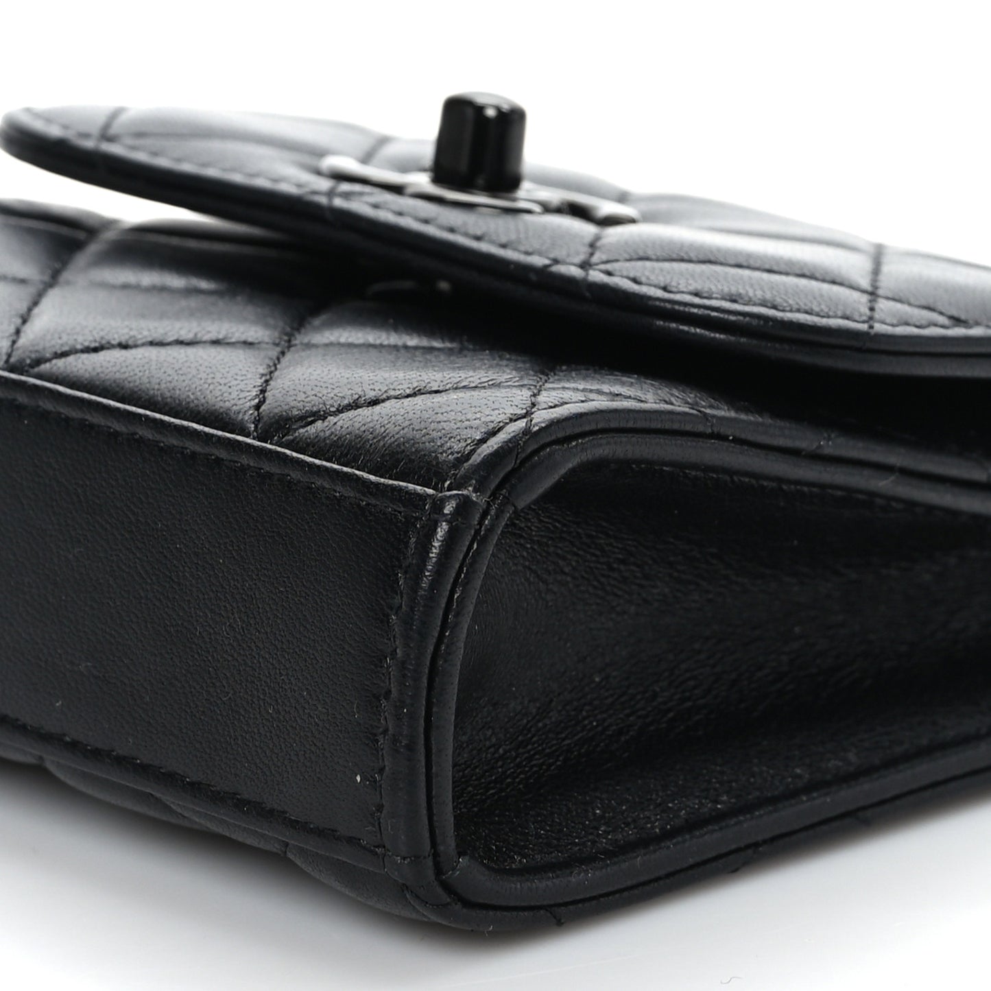 Lambskin Quilted Mini Trendy CC Clutch With Chain So Black