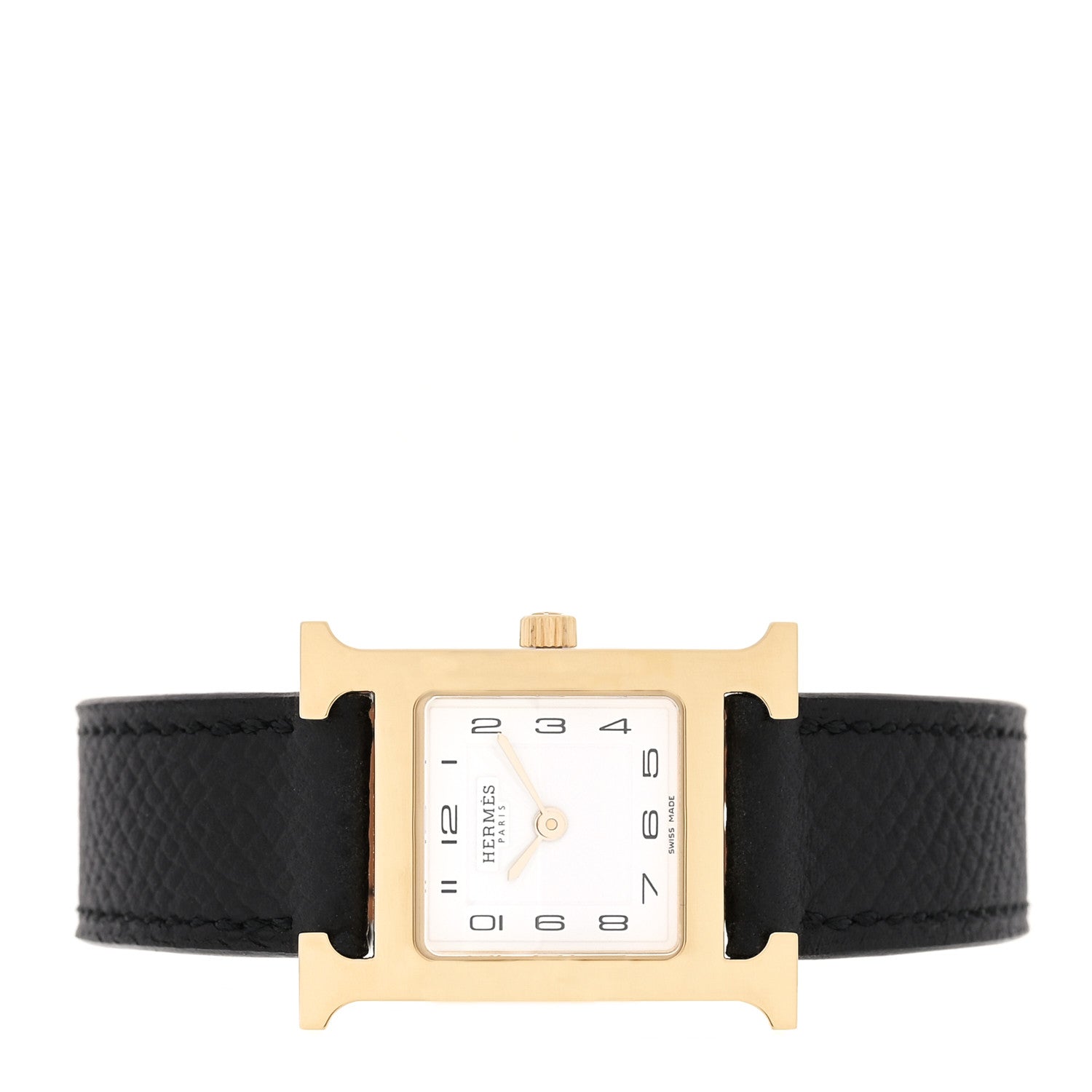 Hermes Stainless Steel Epsom 21mm Heure H Hour Quartz Watch Noir 2 of 5