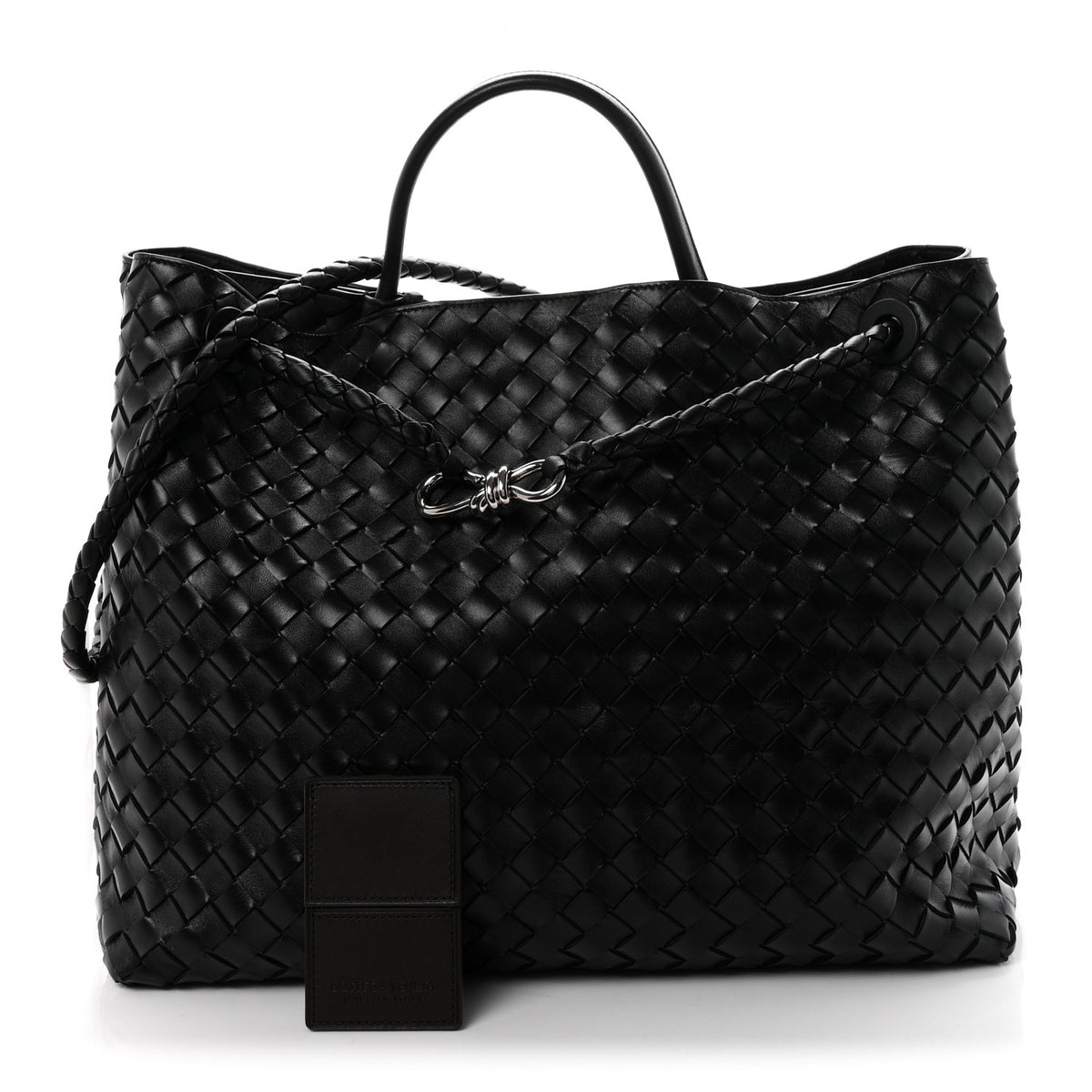 Nappa Intrecciato Large Andiamo Shoulder Bag Black