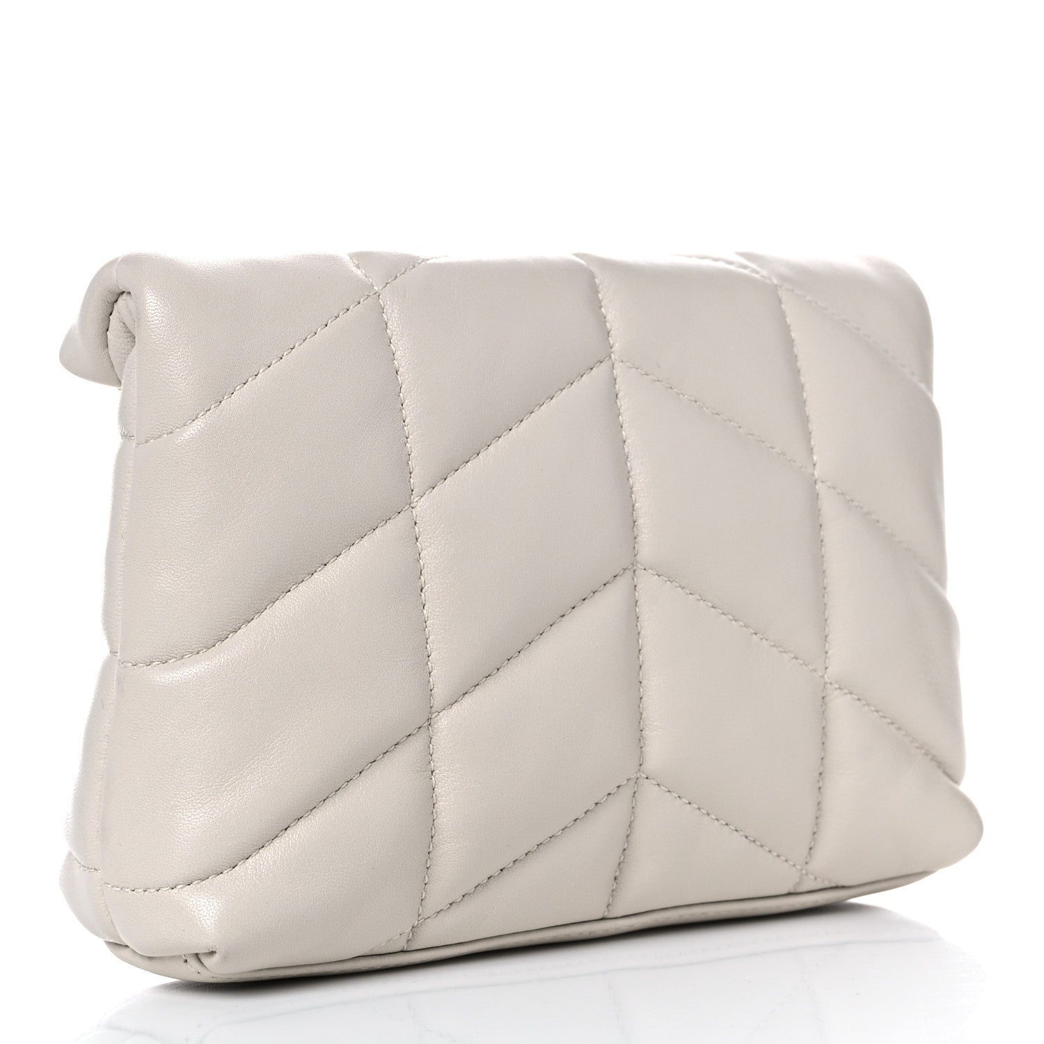 Saint Laurent Lambskin Monogram Loulou Puffer Pouch Clutch Crema Soft 4 of 11