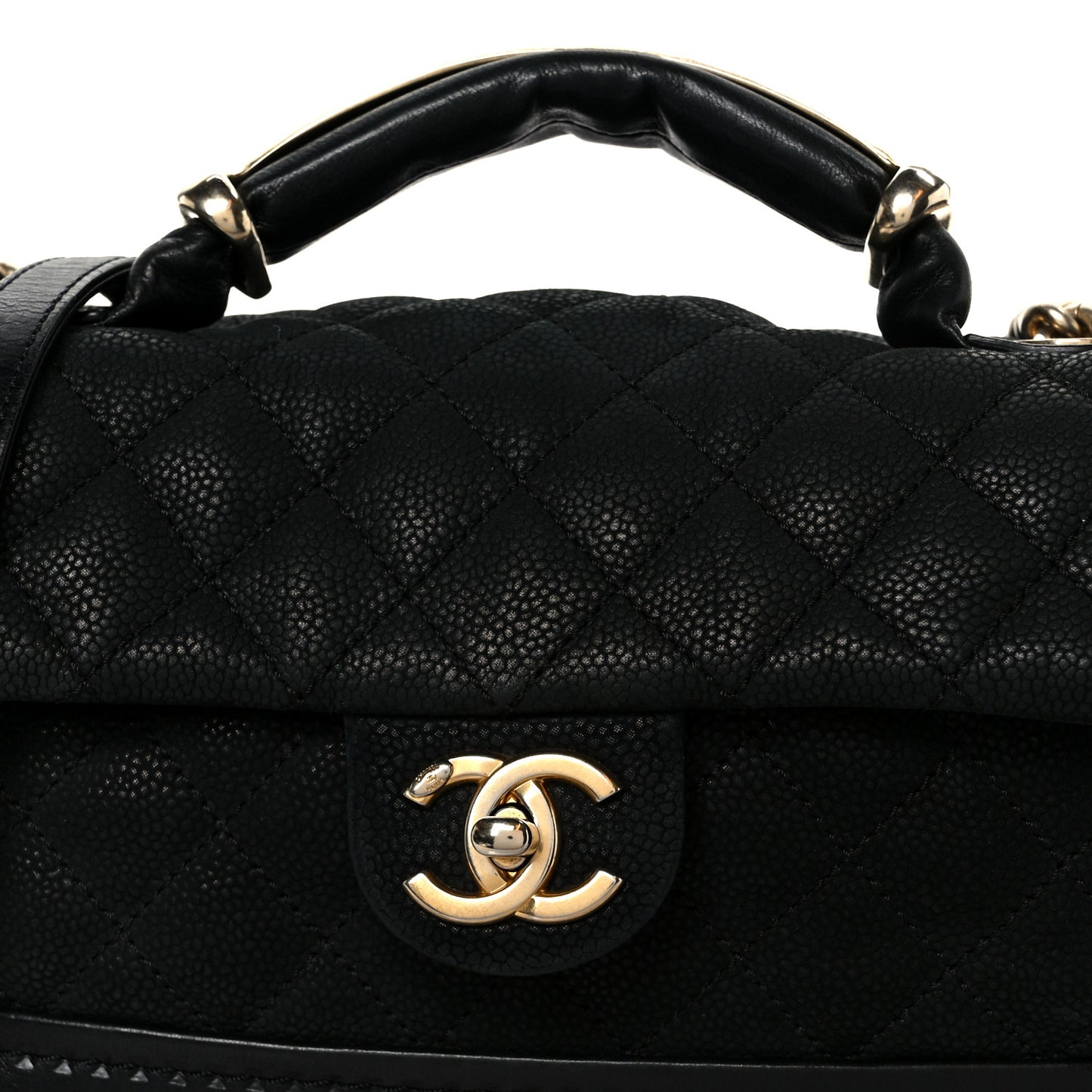 Iridescent Grained Calfskin Medium Globe Trotter Flap Black