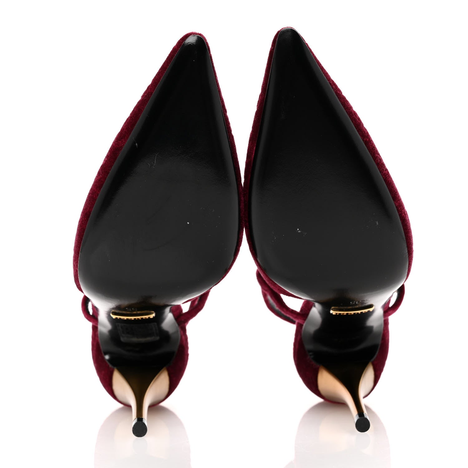 Gucci Velvet GG Monogram Slingback 115mm Pumps 35 Burgundy 6 of 9