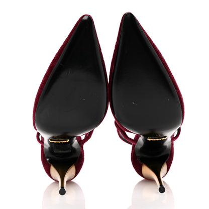 Gucci Velvet GG Monogram Slingback 115mm Pumps 35 Burgundy 6 of 9