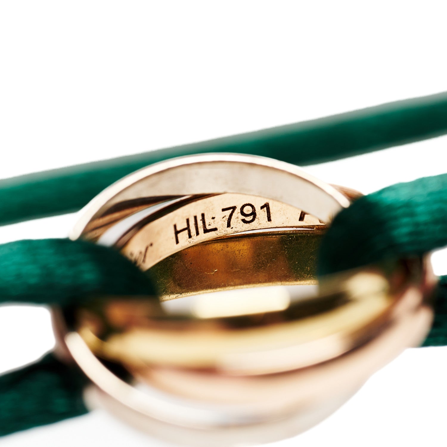 Cartier 18K Pink Yellow White Gold Trinity Adjustable Cord Bracelet Green 5 of 6