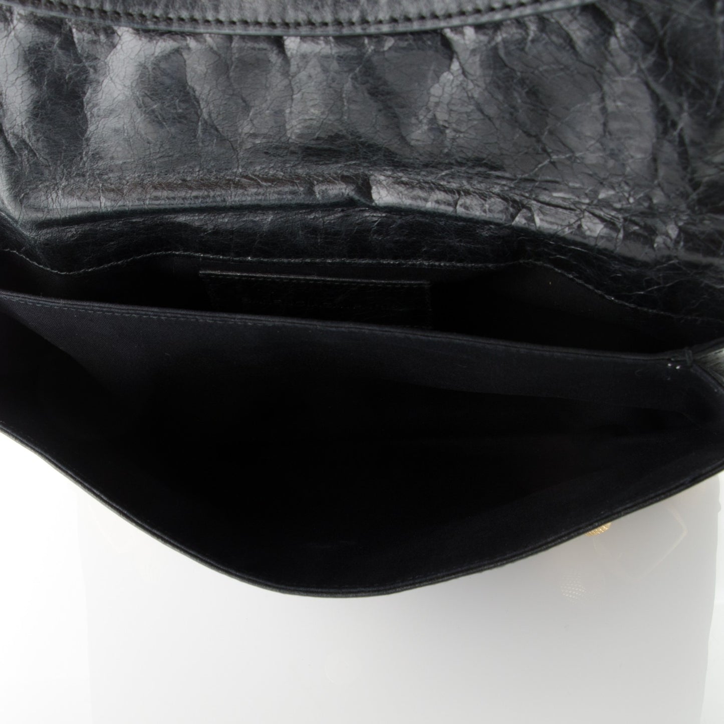 Agneau Giant 21 Gold Hardware Envelope Clutch Black
