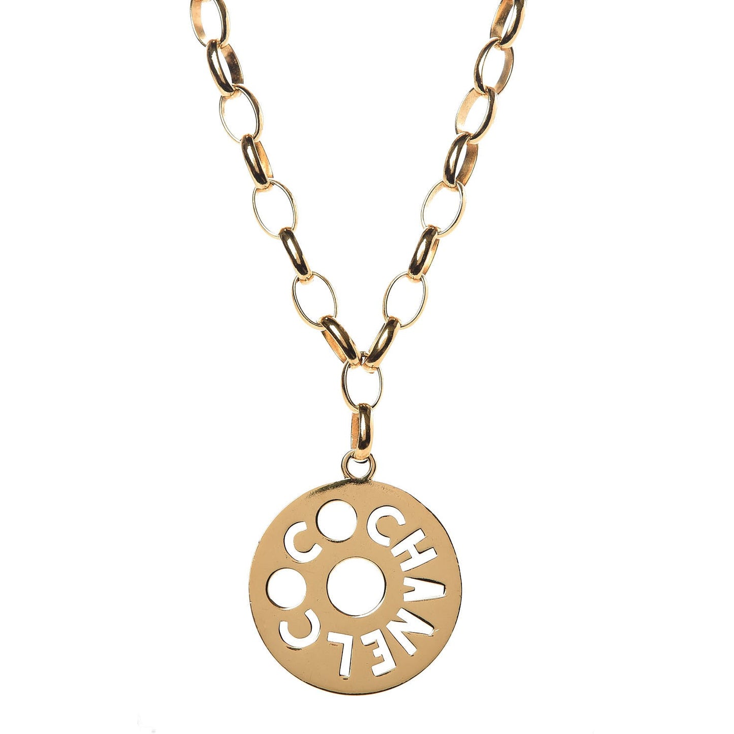 Medallion Long Chain Necklace Gold