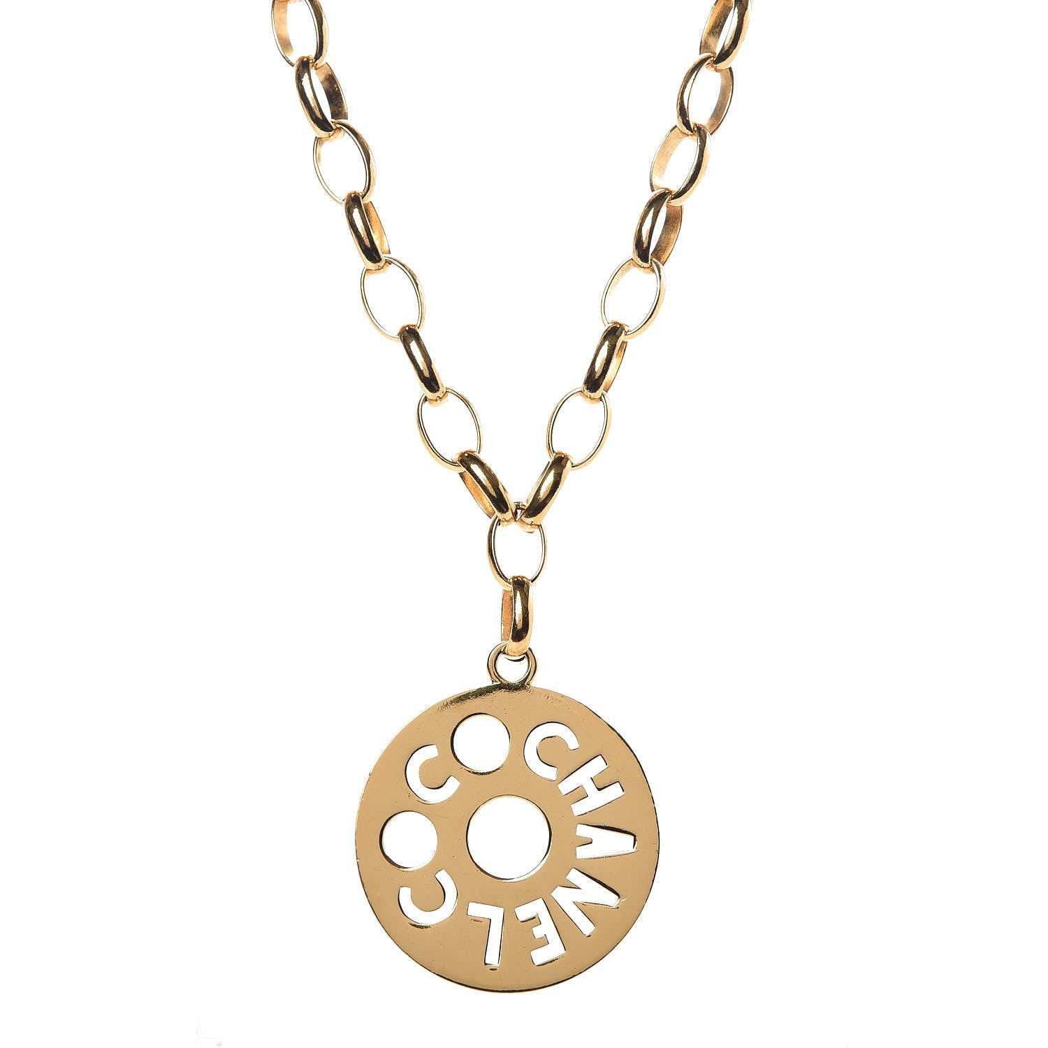 Chanel Medallion Long Chain Necklace Gold 1 of 5