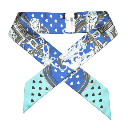 Hermes Silk Brides De Gala Love Twilly Cobalt Kaki Turquoise 1 of 5